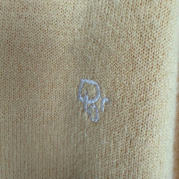 Vintage Christian Dior Mens V-Neck Yellow Knit Acrylic Long Sleeve Sweater XL - Picture 5 of 10